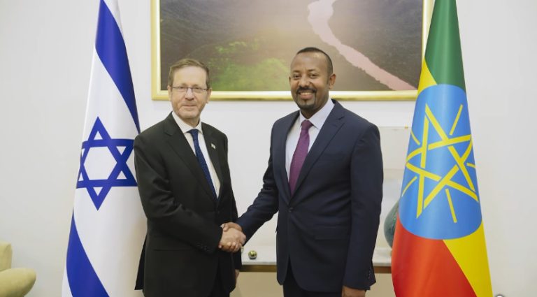 Prime Minister Abiy Ahmed meets with Israeli President Isaac Herzog.